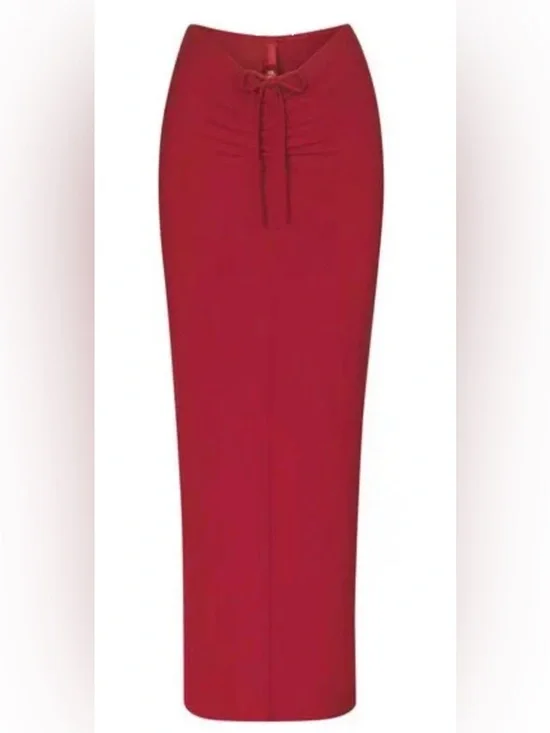 NWT SKIMS Soft Lounge Ruched Long Skirt-Brick-Large - Picture 1 of 4